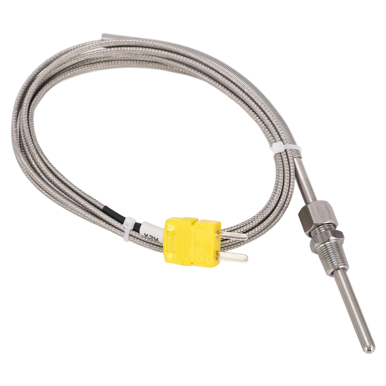 

K Type Thermocouple Sensor 1 8 NPT 80mm Temperature Probe Yellow Plug ‑100 to 1250 celsius