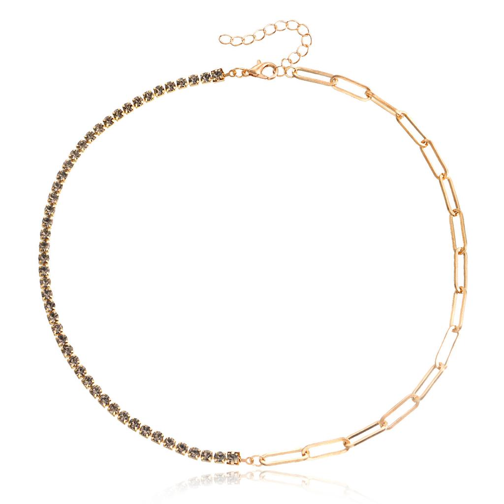 Řetěz s drápkem mikro-inlay barevným diamantovým náhrdelníkem šperky dámský univerzální ins niche designový pocit Spice girl náhrdelník