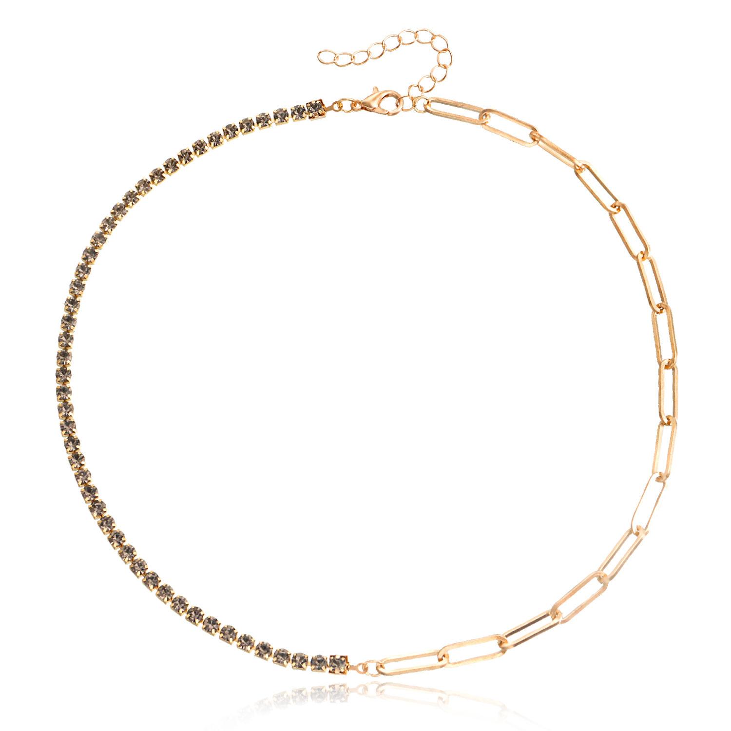 

Claw chain micro-inlaid colored diamond neck chain necklace jewelry women s versatile ins niche design feeling Spice girl necklace