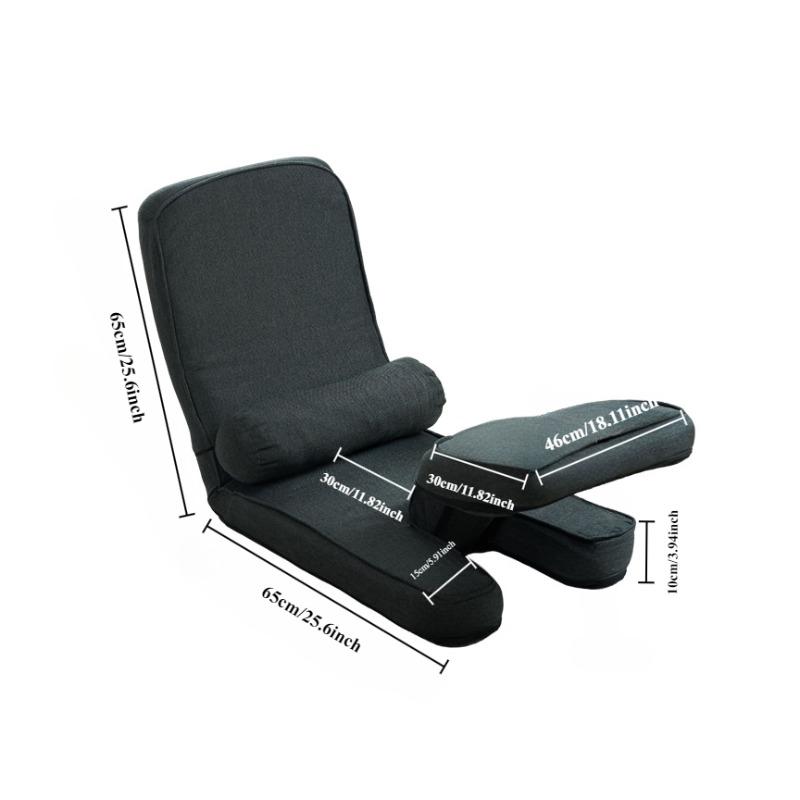 Folding Floor Chair with Headrest Back 15 Gear Adjustment Floor Sofa Lounger Sofa for Living Room Bedroom University Student