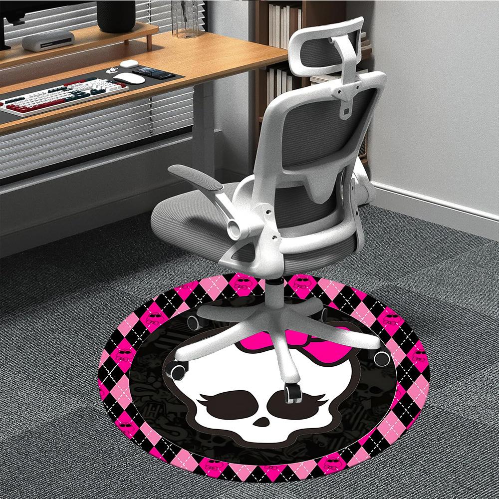 

1pc Monster High Skull Chair Carpet for Office Non Slip, Machine Washable Rug for Office, Room Holiday Decor for Christmas, Birthday Polyester 80cm