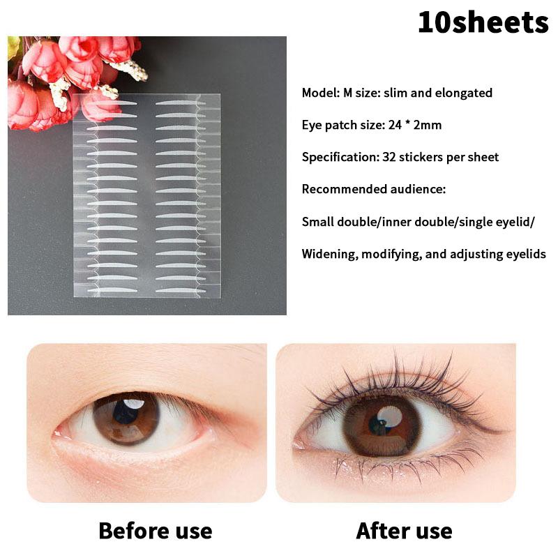 3/5/10 listů Pásky na oční víčka Nálepky Neviditelná pasta na dvojitá víčka Samolepicí Přírodní páska na oči Make-up nástroj S M L