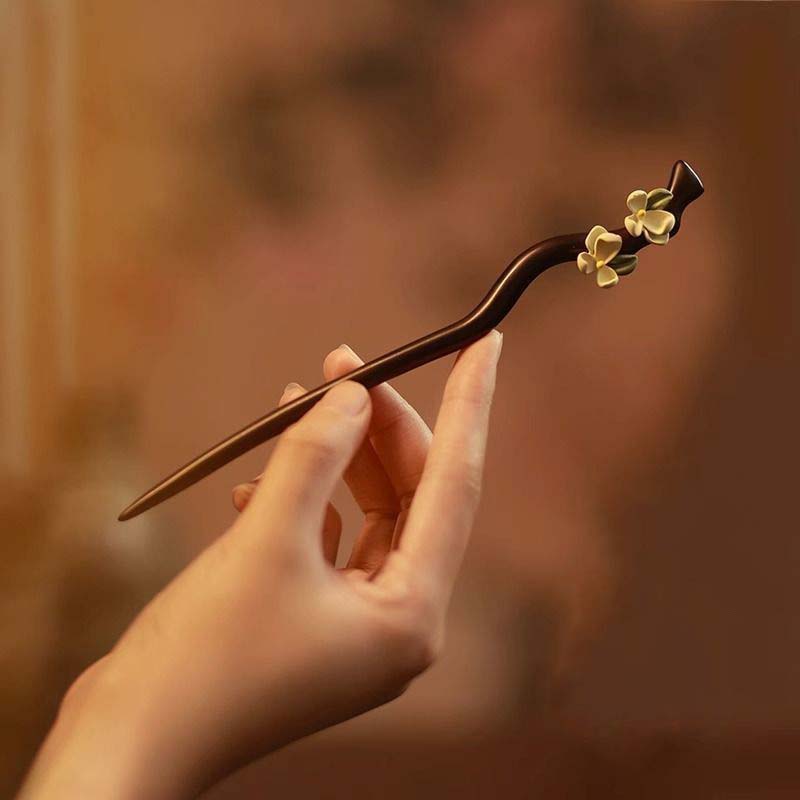 Vintage Black Wooden Flower Tassel Hair Stick for Women  New Chinese Style Hairpins Hair Chopsticks Hair Accessories Gift