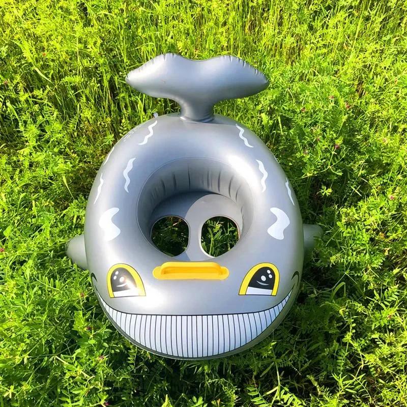 Cartoon Shark Inflatable Toy for Boys Girls PVC Water Toys Water Inflatable Ring Swimming Floating Seat Boat Summer Outdoor Pool