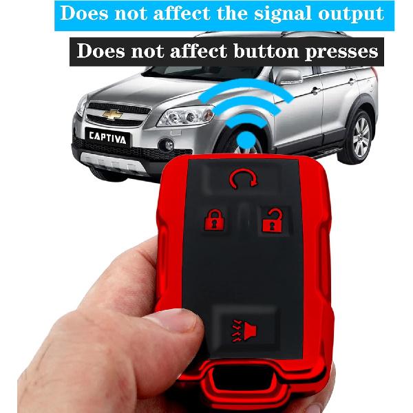 For Chevrolet Key Fob Cover Case With Metal Buckle,Soft TPU Key Shell/Skin,4-Buttons Fit GMC Chevy Colorado Silverado Suburban Tahoe Silverado Remote