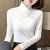 Fashion Cross V-neck Turtleneck Long Sleeved Women T-shirt Casual Simple Office Bottoming Shirt Elegant Slim Autumn Winter Solid Color Basic Top