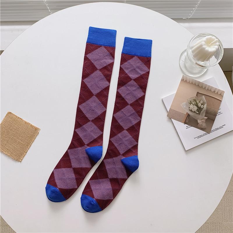 Baumwolle Retro-Stil Ölgemälde Abstrakt Bein Strümpfe Lange Socken Damen Über Kniehoch Hohe Strümpfe Damen Mädchen Warme Kniestrümpfe EU36-42 black