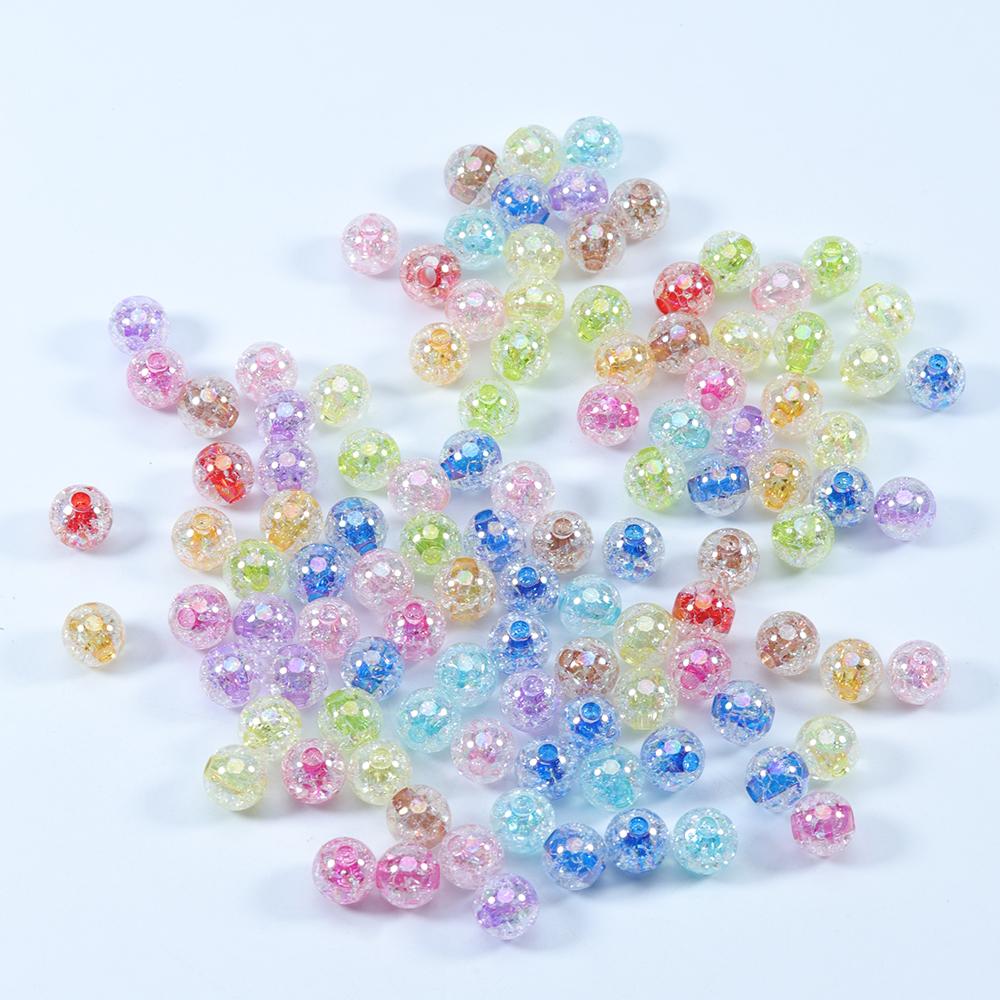 10-100pcs 8 10 12 14 18 20mm Acrylic Cracked Beads Candy Color Round Loose Beads For Jewelry Making DIY Bracelets Accessories