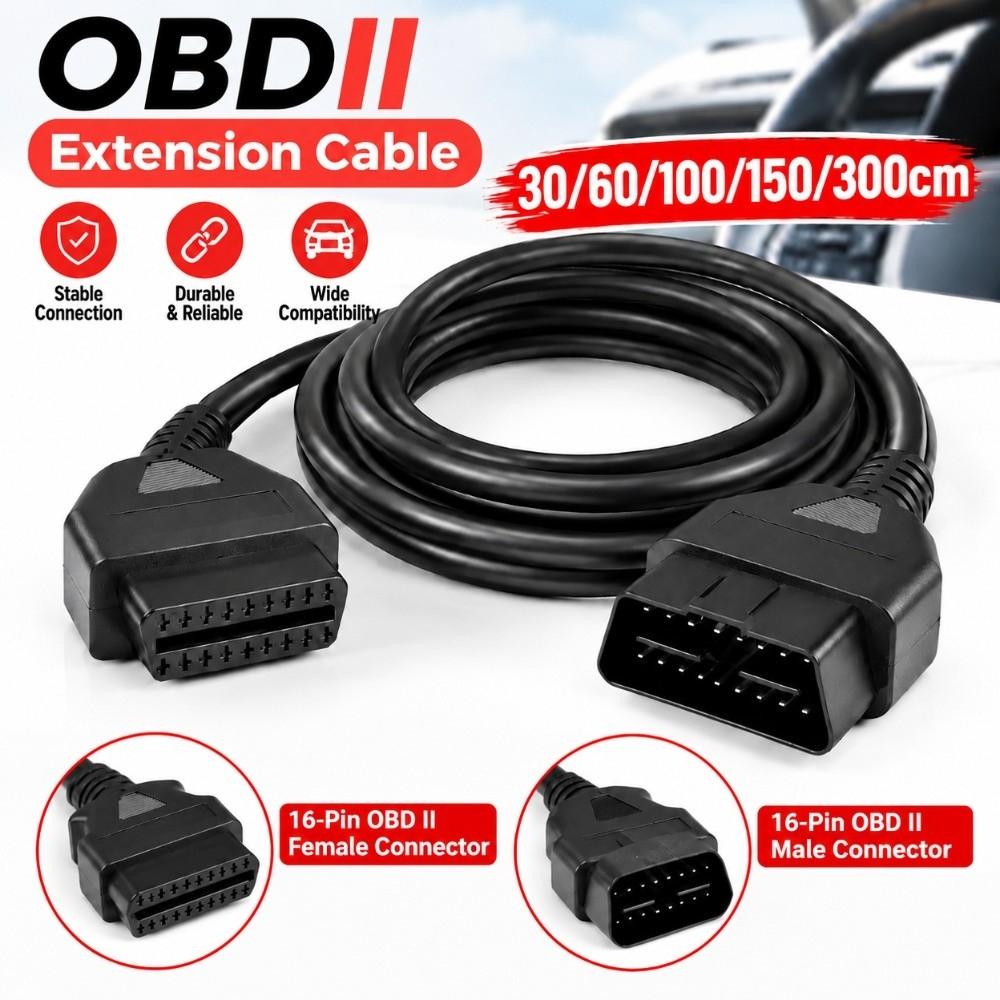 30/60/100/150/300cm OBD2 Extension Cable Male To Female ELM327 Scanner Adapter  for ELM327 Scanner