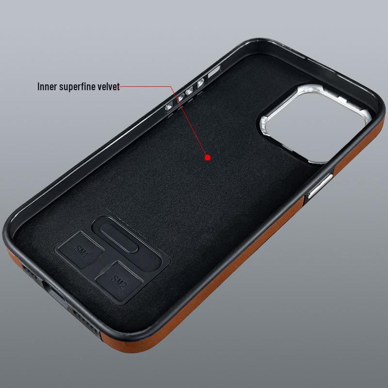 Zhi Chen Magnetische Anti-Fall-Hülle für iPhone 15 & 14 - High-End Lederschutzhülle
