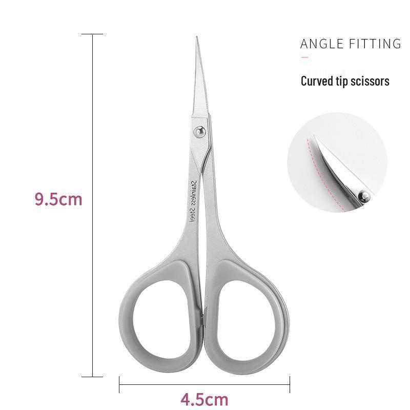 Beauty Scissors Set: Curved Eyebrow, False Eyelash, Nose Hair Trimming & Tattooing Scissors with Pointed Tips for Makeup Artists.