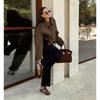 Mode Bruine Jas met Rits voor Dames Elegante Revers Lange Mouw Korte Jassen Dames Vintage Dames Street Bovenkleding