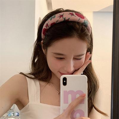 3CM Fashion Women's And Girls Pretty Rose Flower Print Headband with Sponge Padding for Ladies Hairbands Accessory