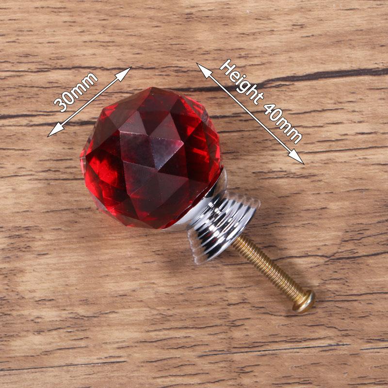 KAK 30mm Crystal Glass Knobs Cabinet Handles Colorful Crystal Ball Cupboard Pulls Drawer Knobs Kitchen Furniture Handle Hardware