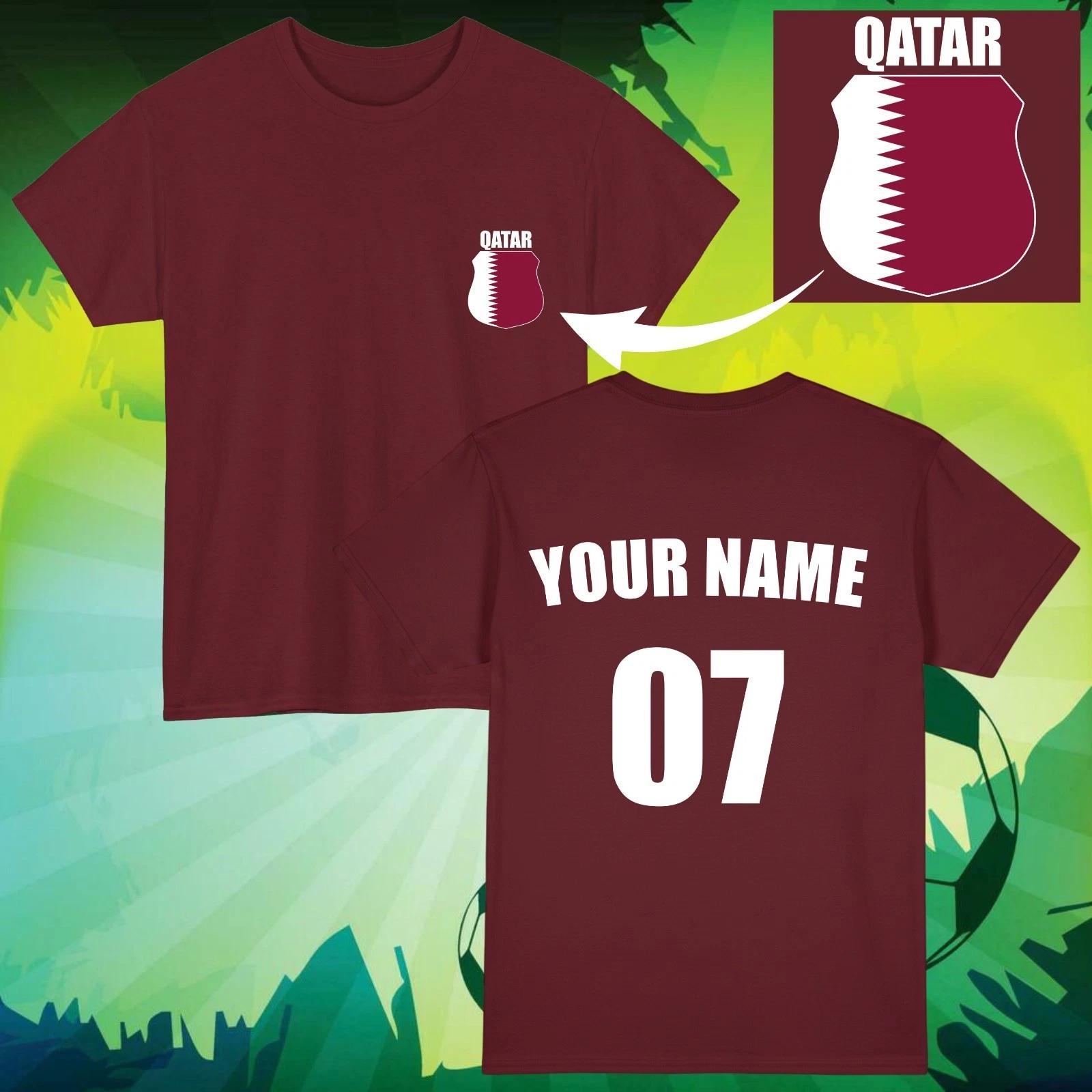 Personalised Qatar Football T-T-Shirt Custom Name Number Fan Gift Unisex Tee Top S