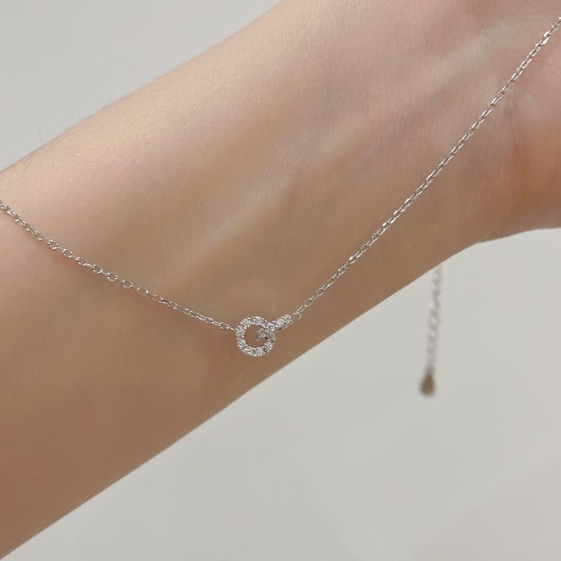 

New S925 Sterling Silver Round Pendant Necklace Sparkling AAA Zircon Clavicle Chain For Women Wedding Fine Jewelry Wholesale