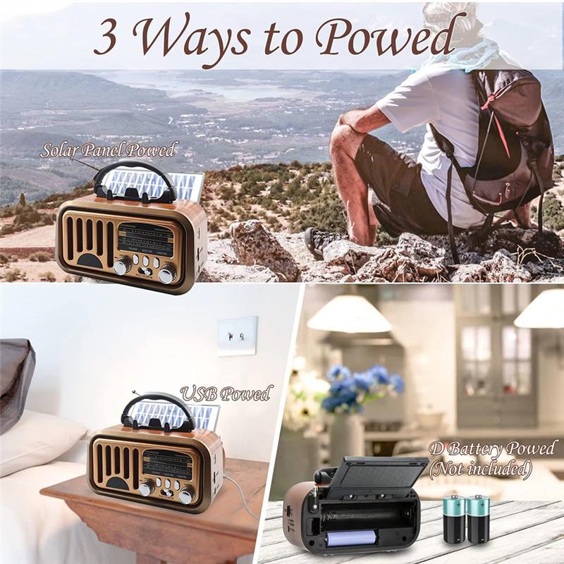 B03B-Vintage Retro Portable FM AM SW Radio, Wireless Bluetooth Speaker, TF Card And USB MP3 Music Player