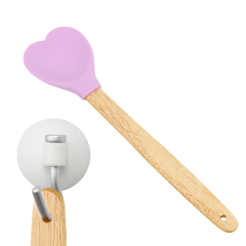 Silicone Spatula For Cooking Heart Shape Cooking Utensils With Wooden Handle Cake Scrapers For Home Baking Cake Decorating