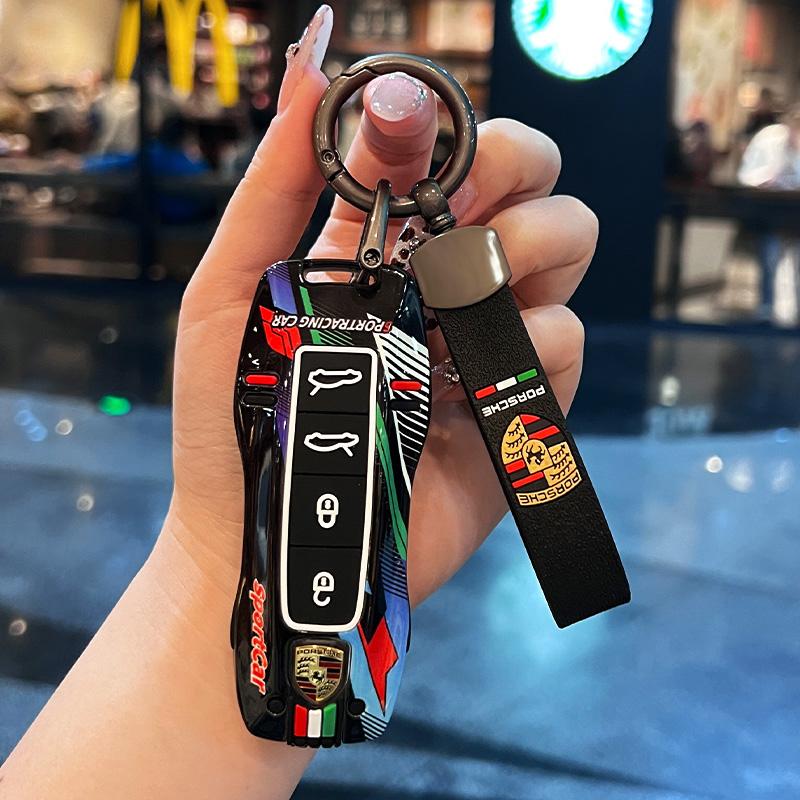 Metal Car Remote Key Case Cover Shell For Porsche Macan Boxster Cayman Panamera 718 911 986 987 981 971 Taycan Cayenne Accessory CVI1