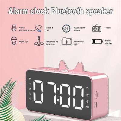 Q9 Smart Wireless Bluetooth Speaker Alarm Clock With Time Display Handsfree Call FM Radio Phone Stand Temperature Monitor