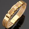 Bracelet for Men Gold Color 12MM Wide Stainless Steel Square Franco Link Chain Men's Wrist Bracelets With Magnet Clasp