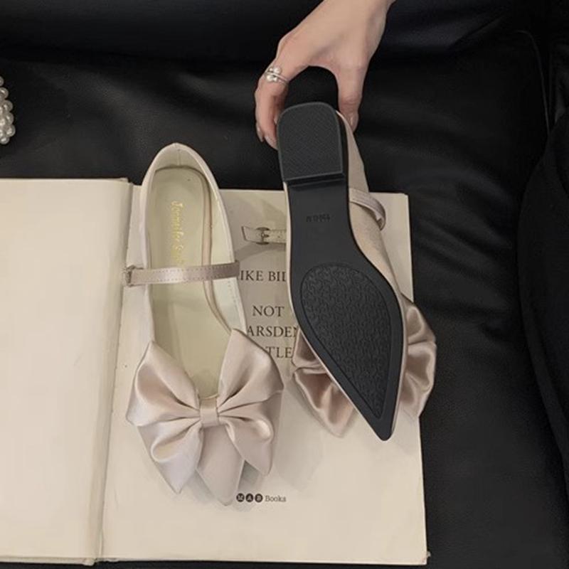 Fashion SUOJIALUN 2025 Spring New Brand Women Flat Shoes Fashion Big Bow-knot Ladies Elegant Mary Jane Shoes Square Low Heel Boat Shoes