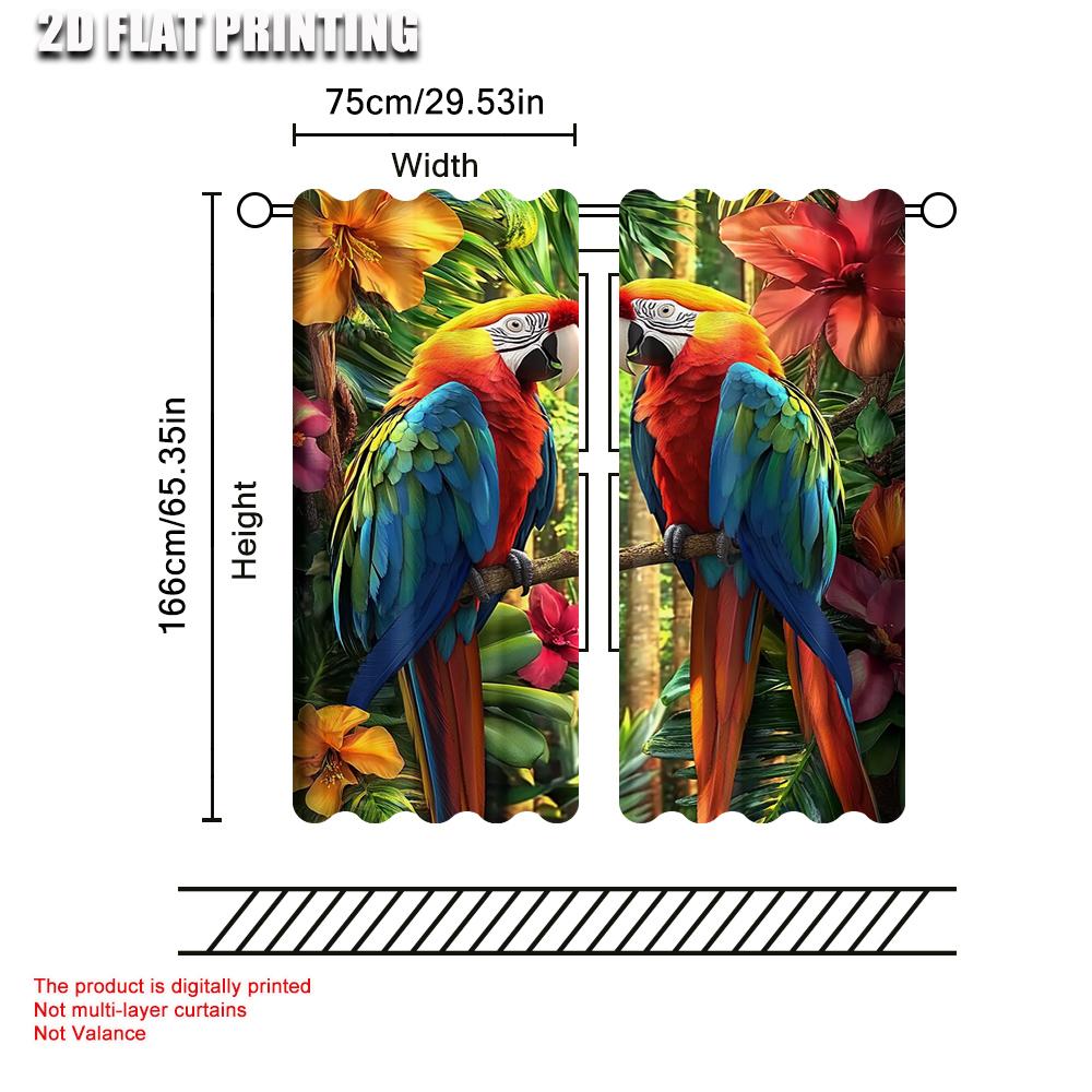 Scene Curtains Parrot Durable Polyester Fabric Without Electricity Family Party Decoration Suitable Holiday Curtain Made Of Washable