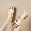 French Single Shoes Spring and Autumn Light Mouth Low Heel Square Head Word with Small Fragrant Style Small Leather Shoes Mary Jane Shoes