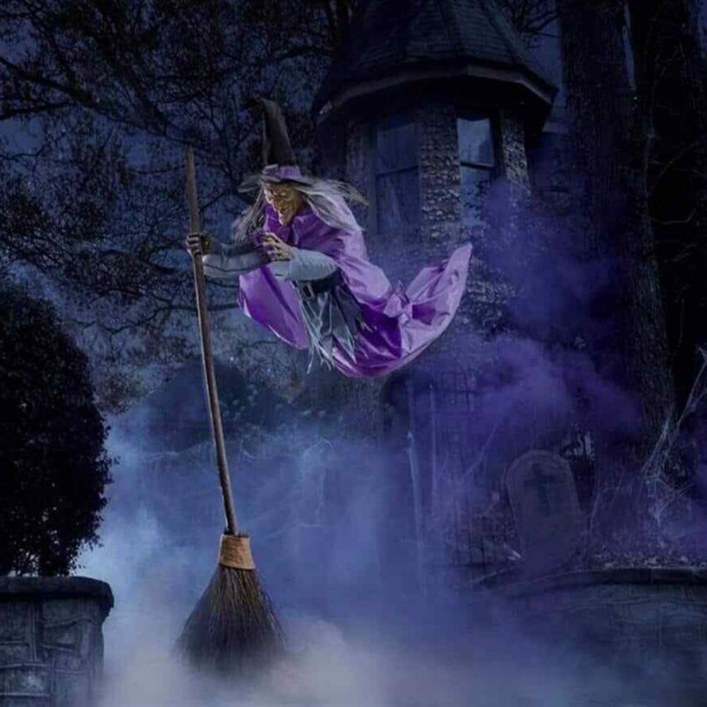 Outdoor Halloween Flying Witch Animated Prop 6FT for Garden and Lawn Yard Creates Spooky Ambiance for Seasonal Decoration