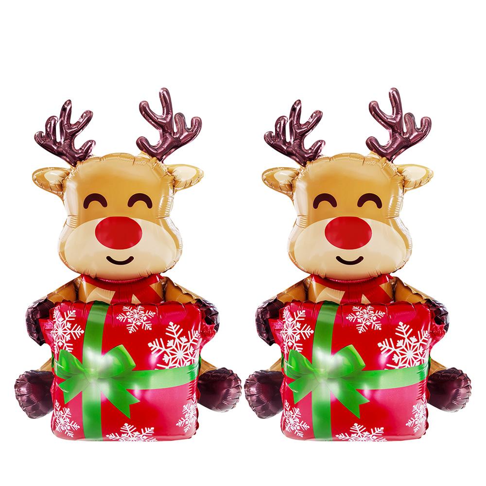 2-Pack Christmas Reindeer Balloons, Christmas Reindeer Foil Balloons, Suitable for Christmas, Christmas Party Decorations, Other