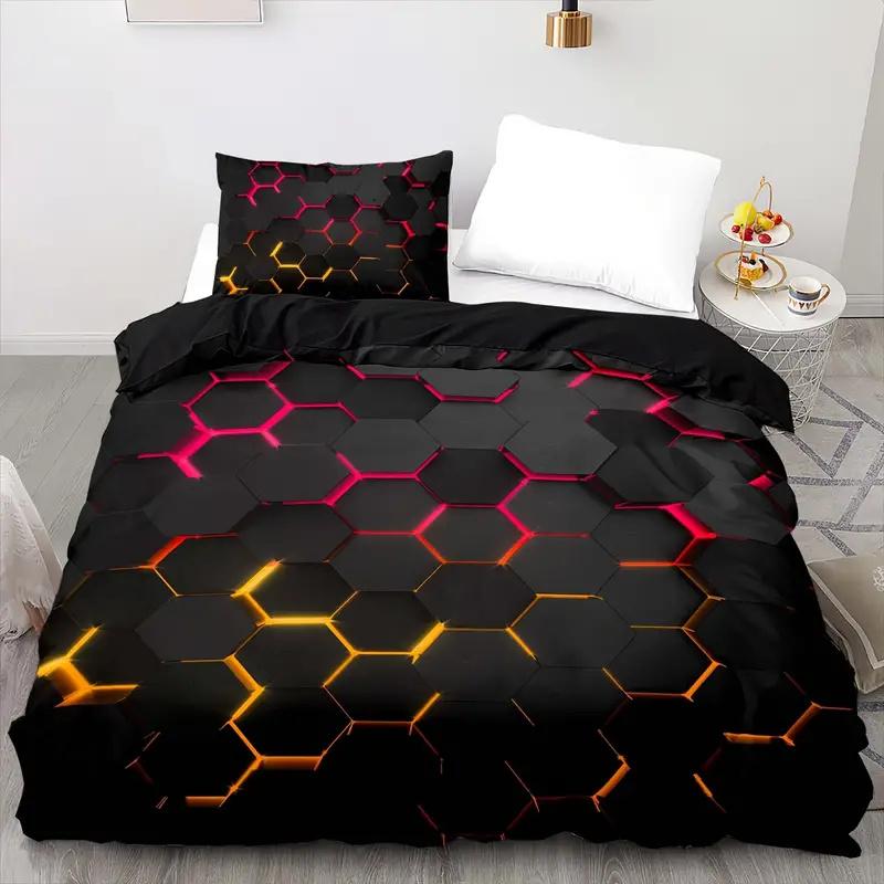 Aqua Colorful Geometry Duvet Cover Set Single Double For Kids Adults Queen King Size Bedding Set With Pillowcase For Bedroom