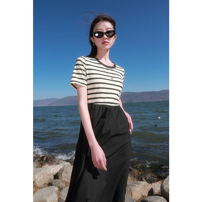 

Women s Plus Size Striped Faux Two-Piece Knit & Woven Dress 3XL (175/104B)