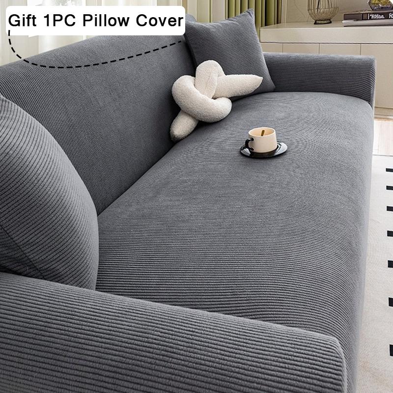 

Corduroy All Inclusive Anti Cat Scratch Sofa Protective Cover Adjustable Stretch Slipcovers Corner Couch Covers 1/2/3/4 Seater 1 seater 90-140cm темно серый