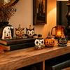 Solid Wood Craft Ornament Wooden Halloween Ornaments, Retro Desktop Decorations for Home Table Tiered Hand Painted Figurine Tray Decor, Rustic