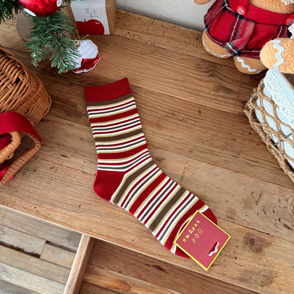 Lucky Little Dog Socks, Silk and Wool, Red Socks for Girls, Warm In Autumn and Winter, New Year, Pile Up Socks for Girls