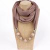 Scarf Necklace Ethnic Chiffon Solid Tassel Gorgeous Beaded Pendants Jewelry Necklace Scarf Fashion Accessories