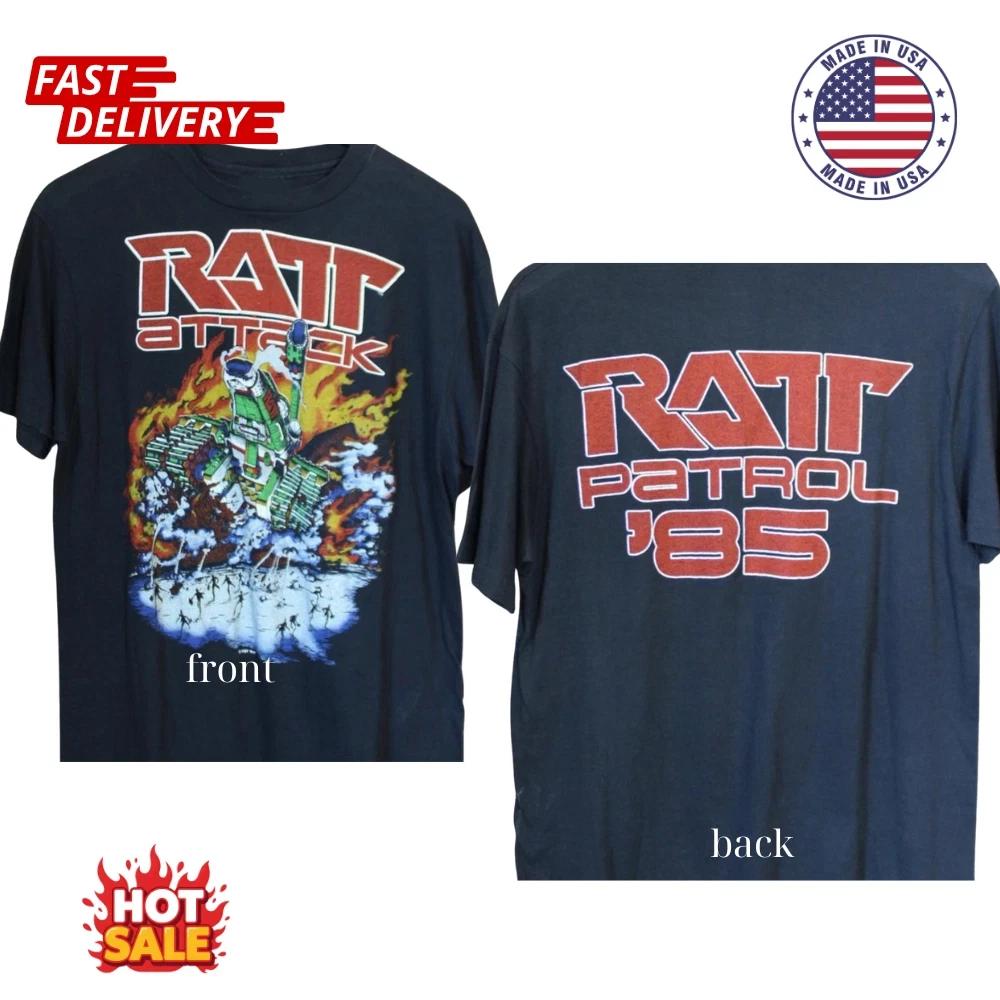 Vintage 1985 RATT ATTACK Inspired Unisex T Shirt RATT PATROL  85 Gift Tee 2Sides 3XL