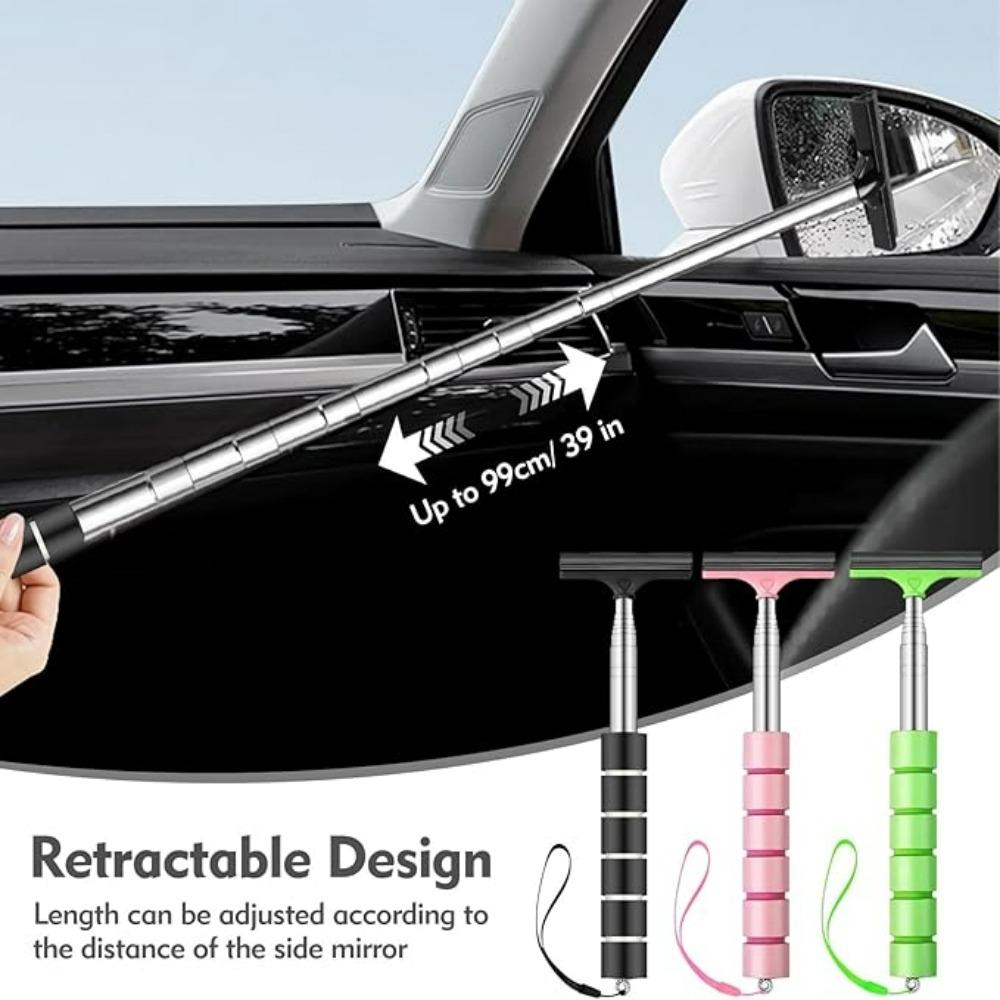 Automobile Windshield Water Scraping Portable Rainy Glass Window Cleaning Tool Extendable Car Rearview Mirror Squeegee Gadget