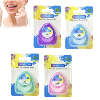 Durable And Safe 50M Triangle Dental Floss Ring Disposable Micro-Wax Floss Gentle Cleaning Mint Floss Roll Personal Interdental Cleaning Tool