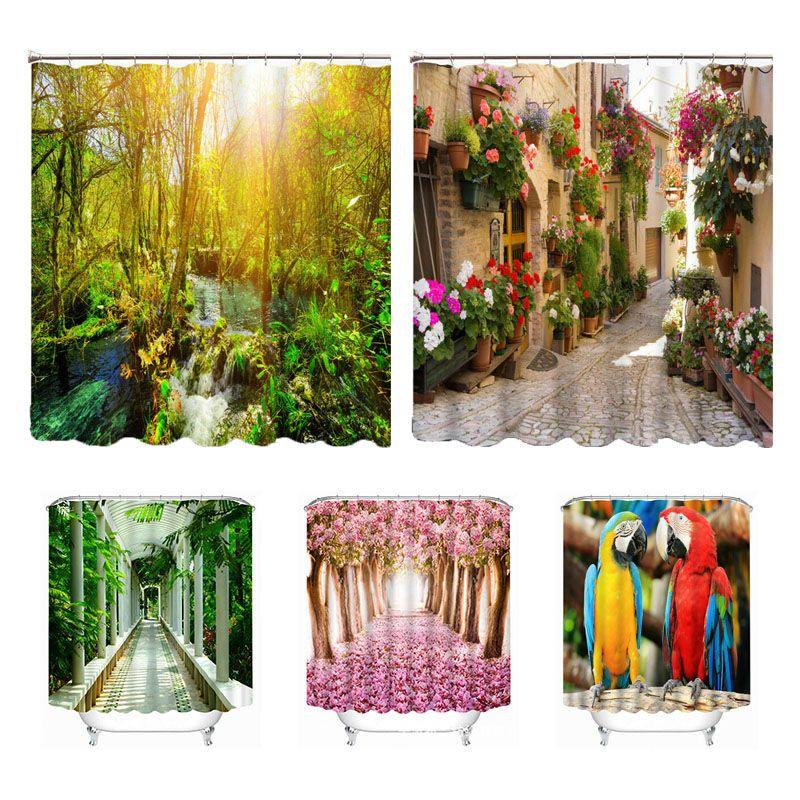 Eye-catching Waterproof Shower Curtain Featuring Unique 3d Floral Patterns For Your Bathroom