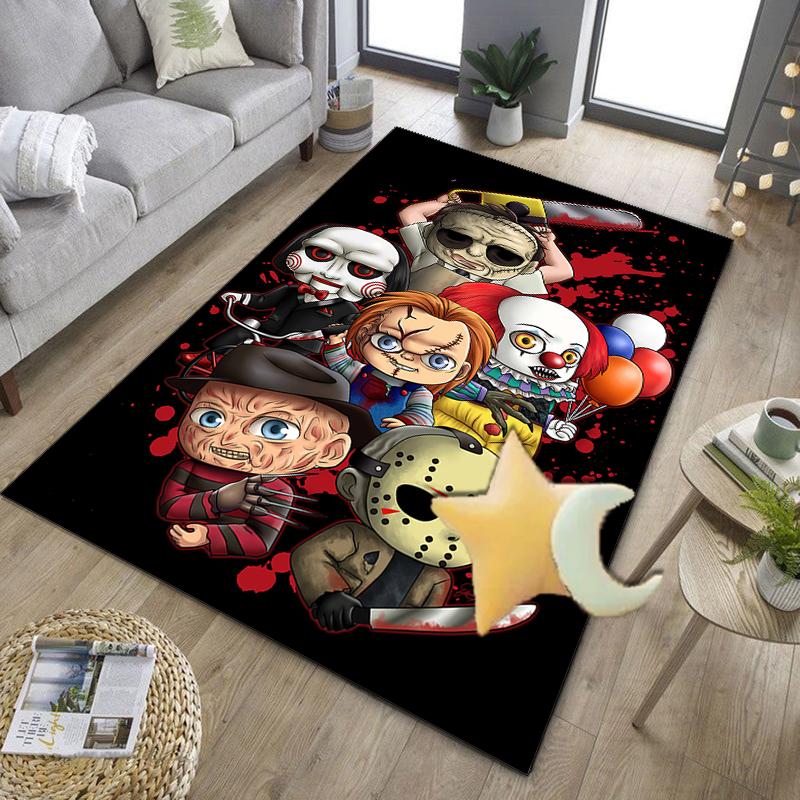 Horror Movie Icons Office Rug Chair Mat, Game Carpet, Suitable for Front Door, Bedroom, Living Room, Desk, Holiday Gift
