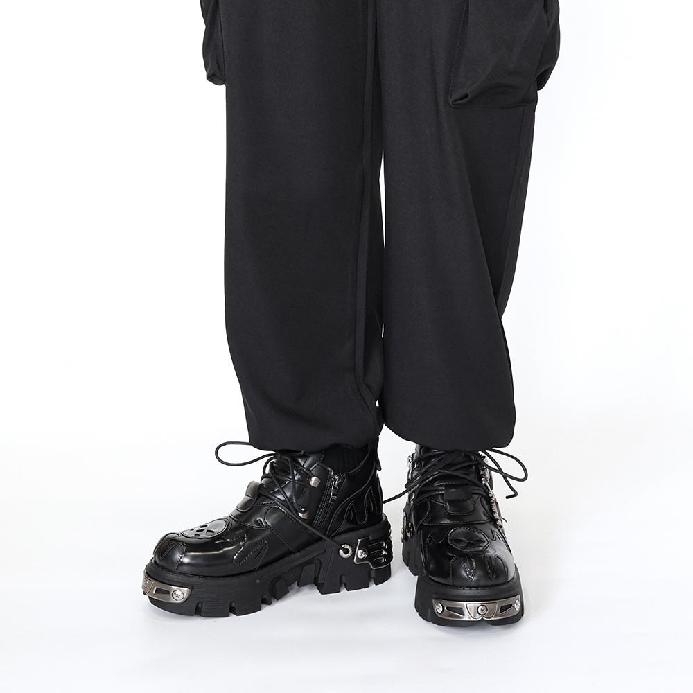 Men And Women Vintage Rock Couple Shoes  New Dark Punk Leather Retro Boots Metal Niche Design Unisex Single Platform Shoes