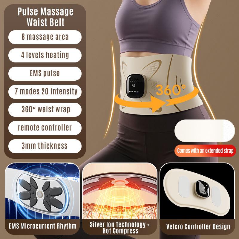 EMS Pulse Microcurrent Waist Massager Sweat Waist Support Abdominal Compression Belt Electric Gua Sha Training Tool