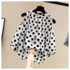 Women's New Summer Loose Top Polka-dot Off-shoulder Short-sleeved Chiffon Shirt
