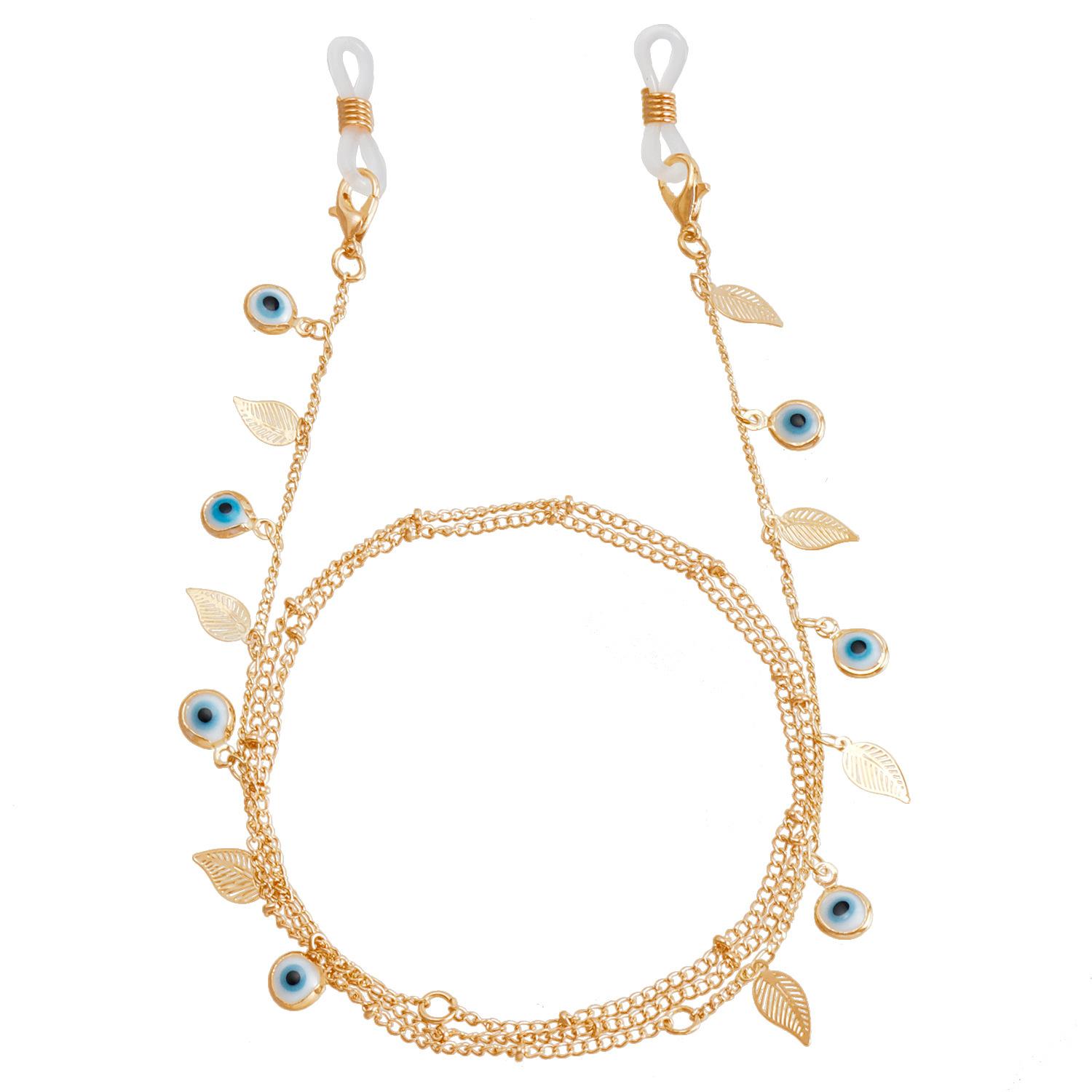 

Аксессуары, Мини Devil S Eye Premium Sense Очки Цепочка, Лист Кулон, Маска, Шнур для лица Цепочка, Женский золотой