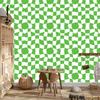 Wallpaper Casual Checkerboard Green and White for Living Room and Bedroom 50x1000
