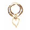 2Pcs/Set Retro Leopard Print Chain Punk Hollow Charms Jewelry Fashion Heart Pendant Necklace  Gifts