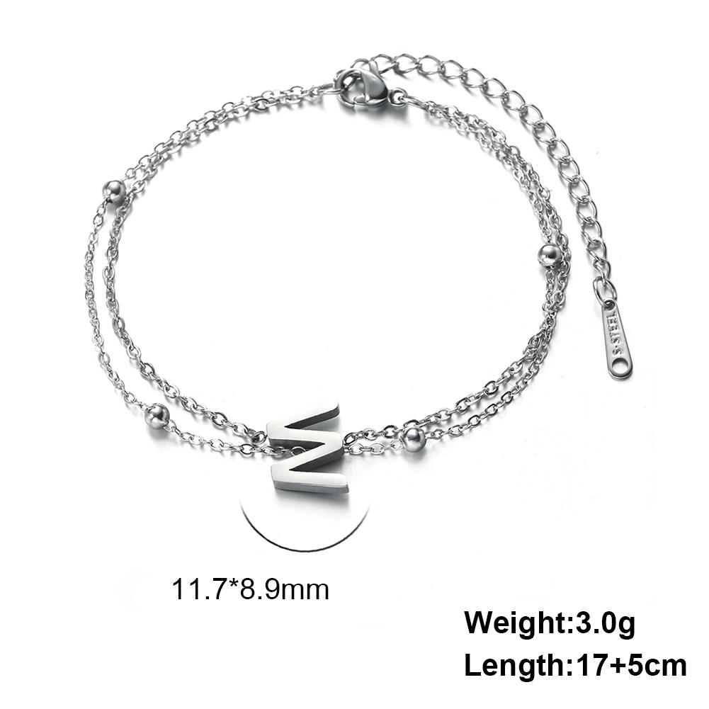 Dreamtimes 26 Alphabet Letter Charm Bracelet Silver Color Chain Initial Bracelets For Women Jewelry Adjustable Birthday Gift
