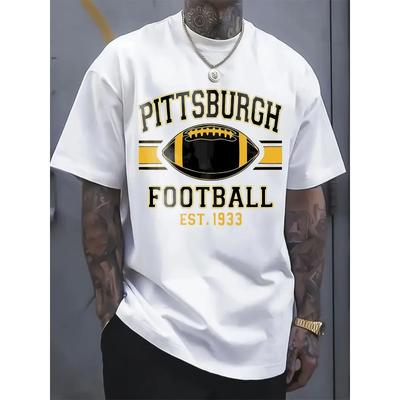 Men's Edition Casual T-shirt Short Sleeve Pittsburgh Football Tee Breathable and Comfortable Tops Send Friends Holiday Gifts