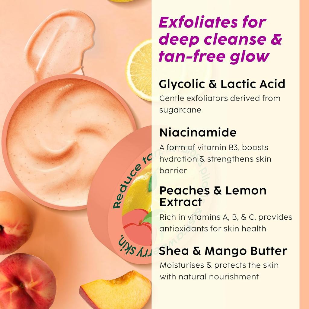 PLIX - THE PLANT FIX Peaches & Lemon Detan Bump Eraser Scrub 200g Exfoliating Skin Brightening Scrub